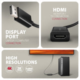 Câble adaptateur Axagon RVD-HI20N DisplayPort 1.2 mâle vers HDMI 2.0 femelle (Type A) 15cm (Noir)