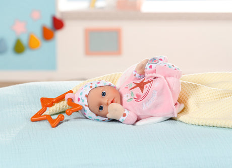 Poupon - BABY BORN - Poupon Ange - 18cm - Hochet intégré - Tout doux - Lavable - Des la naissance - Bleu OU Rose