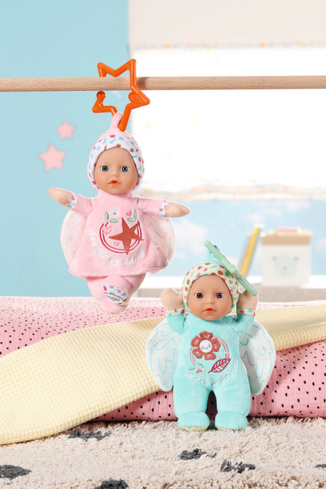 Poupon - BABY BORN - Poupon Ange - 18cm - Hochet intégré - Tout doux - Lavable - Des la naissance - Bleu OU Rose