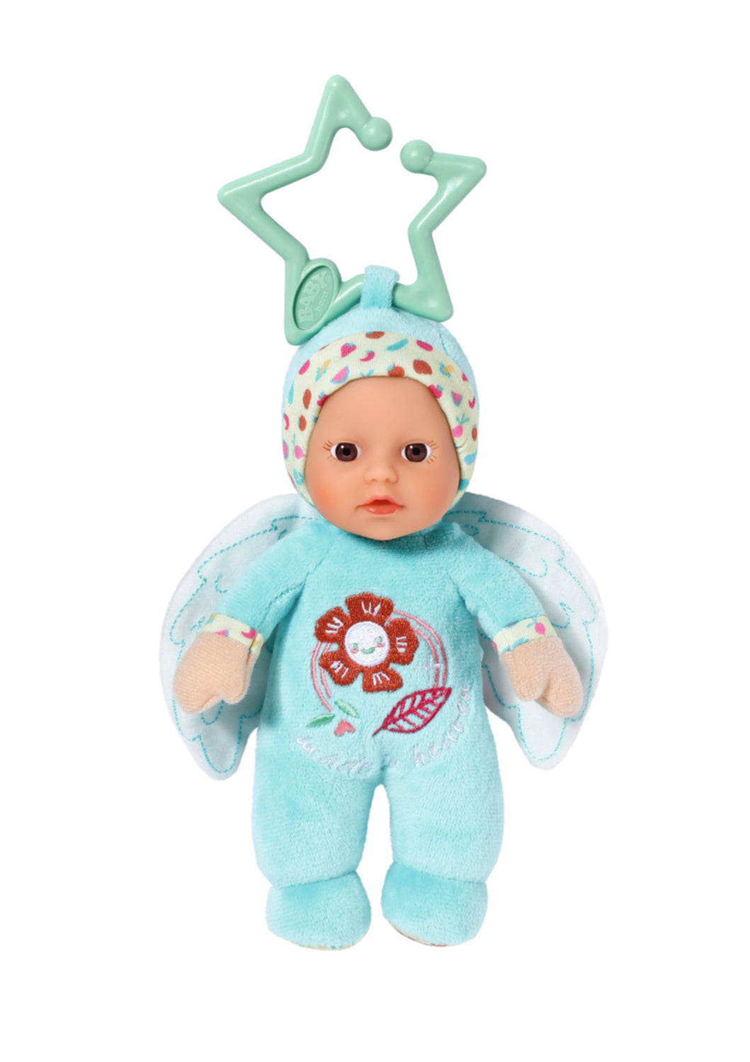 Poupon - BABY BORN - Poupon Ange - 18cm - Hochet intégré - Tout doux - Lavable - Des la naissance - Bleu OU Rose