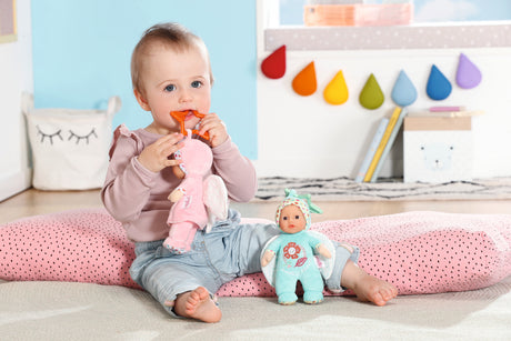 Poupon - BABY BORN - Poupon Ange - 18cm - Hochet intégré - Tout doux - Lavable - Des la naissance - Bleu OU Rose