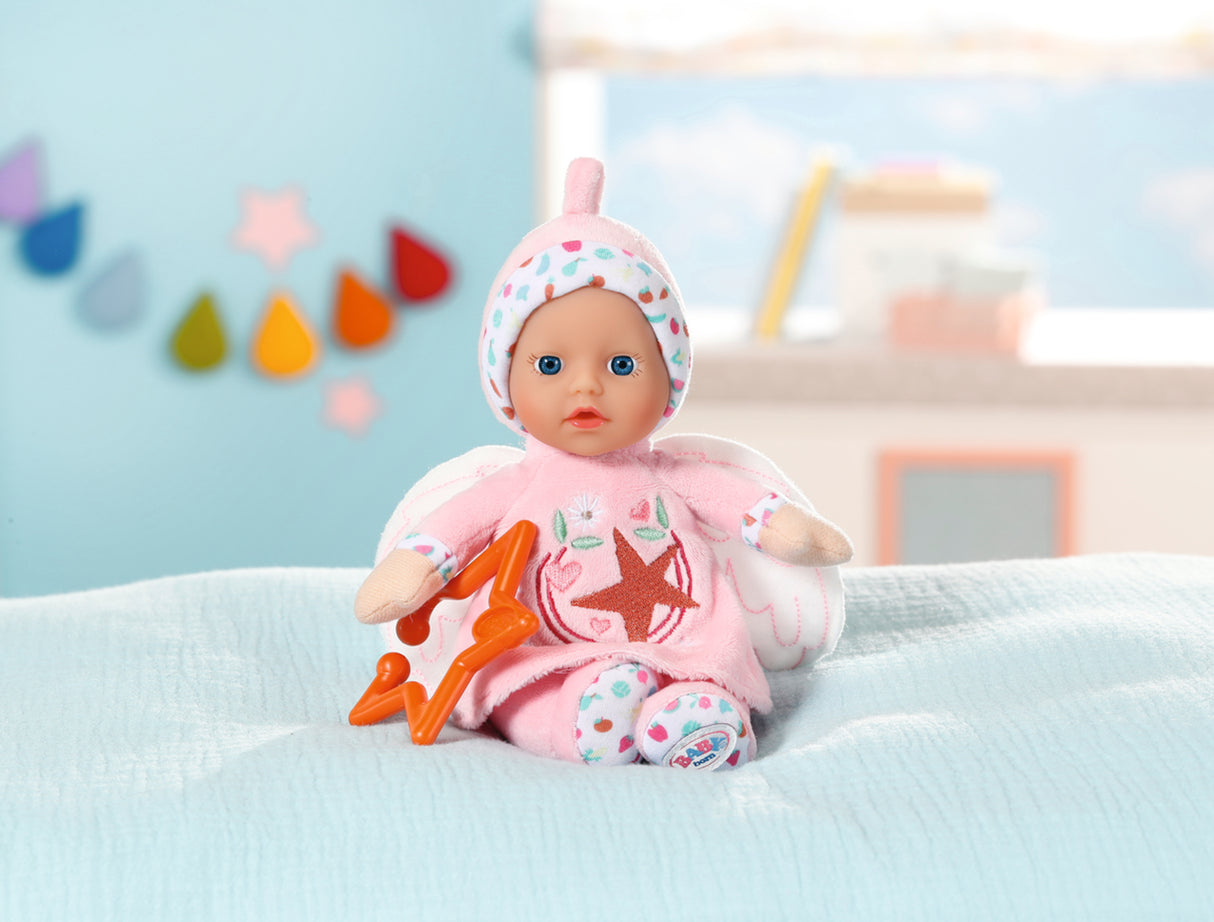Poupon - BABY BORN - Poupon Ange - 18cm - Hochet intégré - Tout doux - Lavable - Des la naissance - Bleu OU Rose