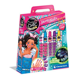 Clementoni - Kit manucure phosphorescents pour enfant - Vernis, faux ongles et autocollants - Des 7 ans