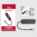 Station d'accueil portable USB-C 3.2 Axagon HMC-6GL (Noir)