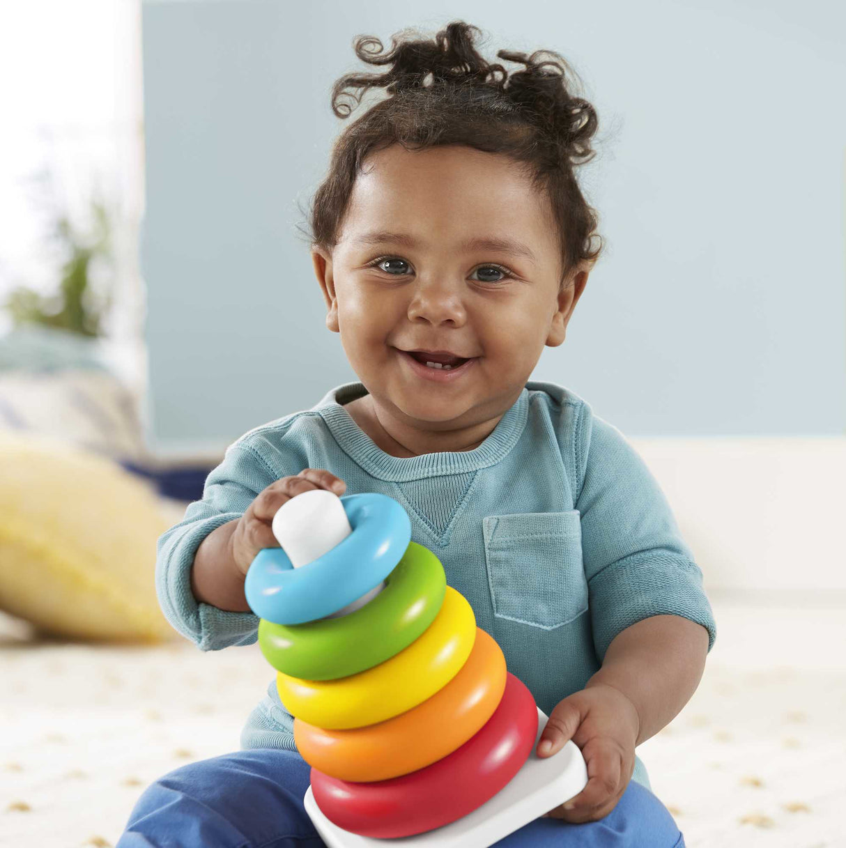 Fisher-Price - Pyramide arc-en-ciel - Jouet d'éveil 1er âge - Des 6 mois GRF09