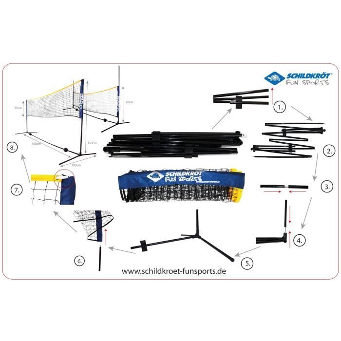 Set de badminton - SCHILDKR÷T - Set complet filet avec poche de rangement / transport - 300 x 155 cm