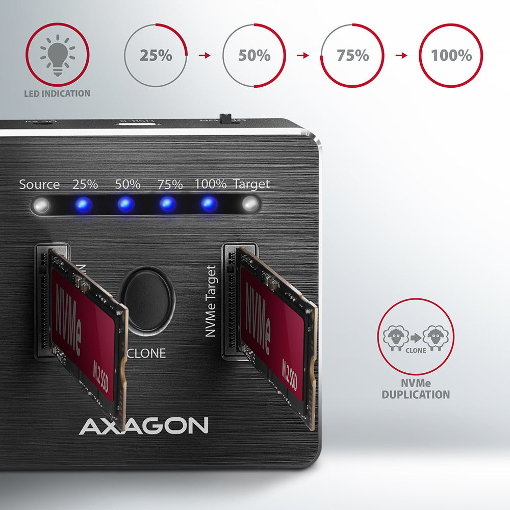Station d'accueil Axagon ADSA-M2C pour 2x NVMe - USB 3.2