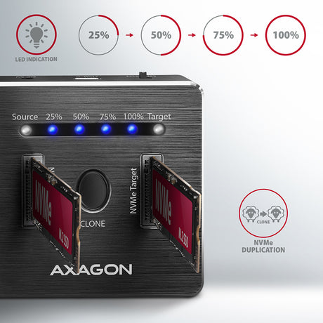 Station d'accueil Axagon ADSA-M2C pour 2x NVMe - USB 3.2