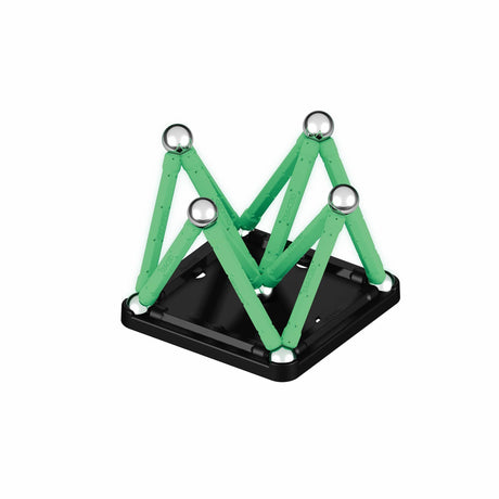 Coffret de construction - GEOMAG - Glow Recycled - 25 pieces - Luminescent - Magnétique - Plastique recyclé