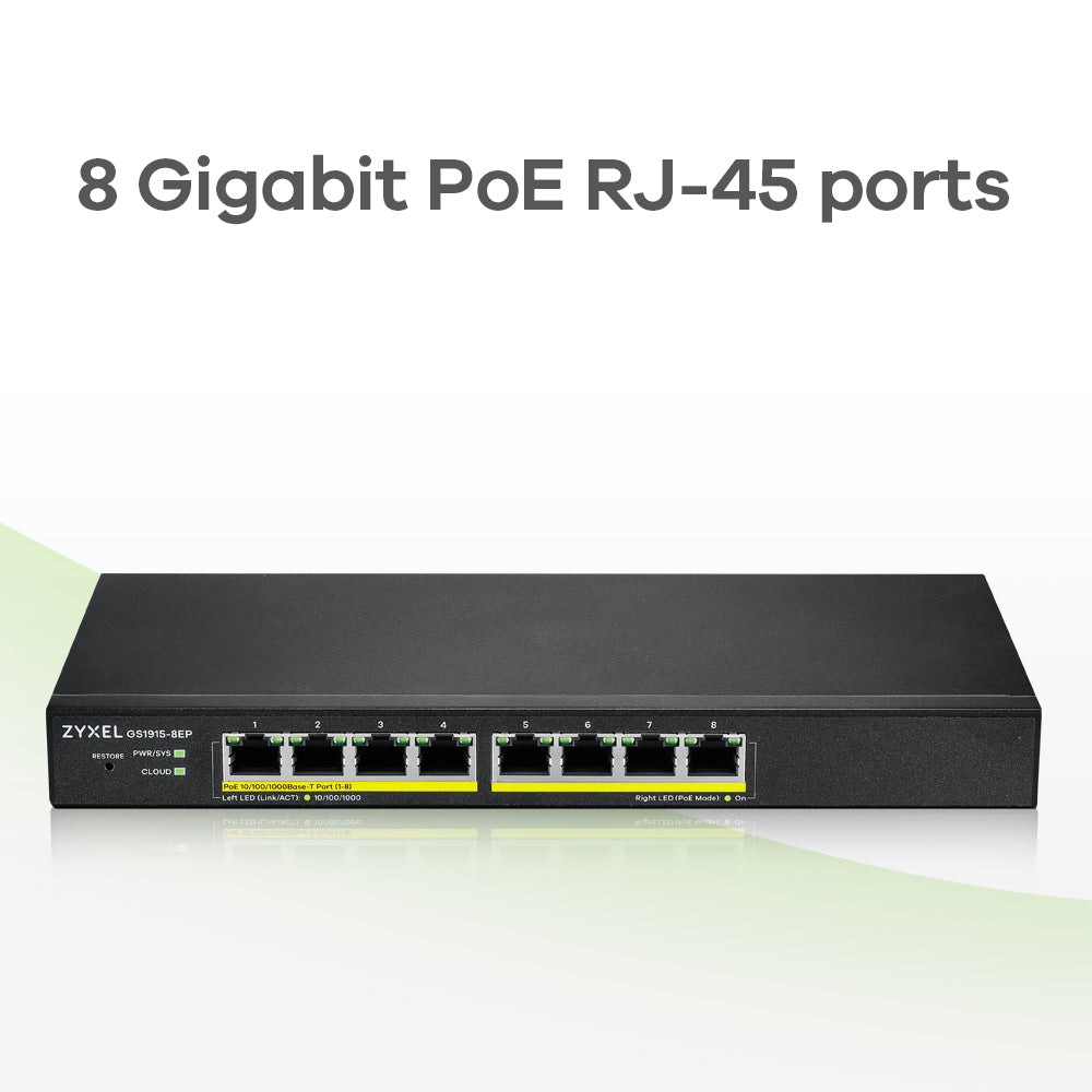 Switch réseau ethernet Gigabit Zyxel GS1915-EP - 8 ports