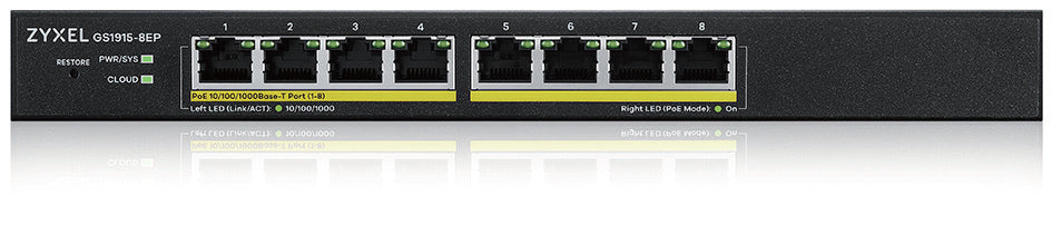 Switch réseau ethernet Gigabit Zyxel GS1915-EP - 8 ports