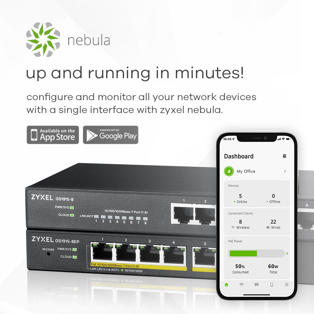 Switch réseau ethernet Gigabit Zyxel GS1915-EP - 8 ports