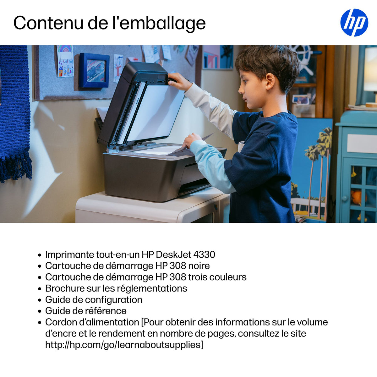 Imprimante tout-en-un HP DeskJet 4330 jet d'encre couleur - 3 mois d'Instant ink inclus avec HP+