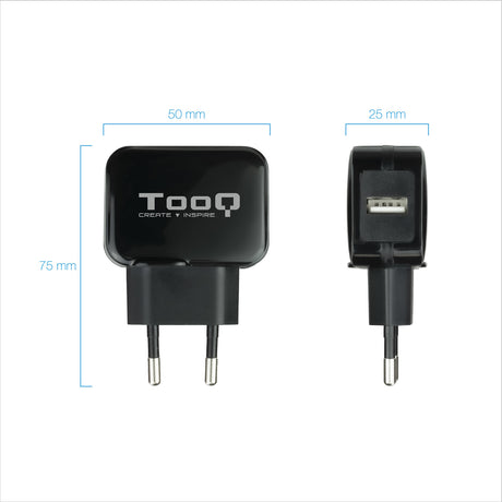 Chargeur secteur TooQ 1 port USB 12W (Noir)