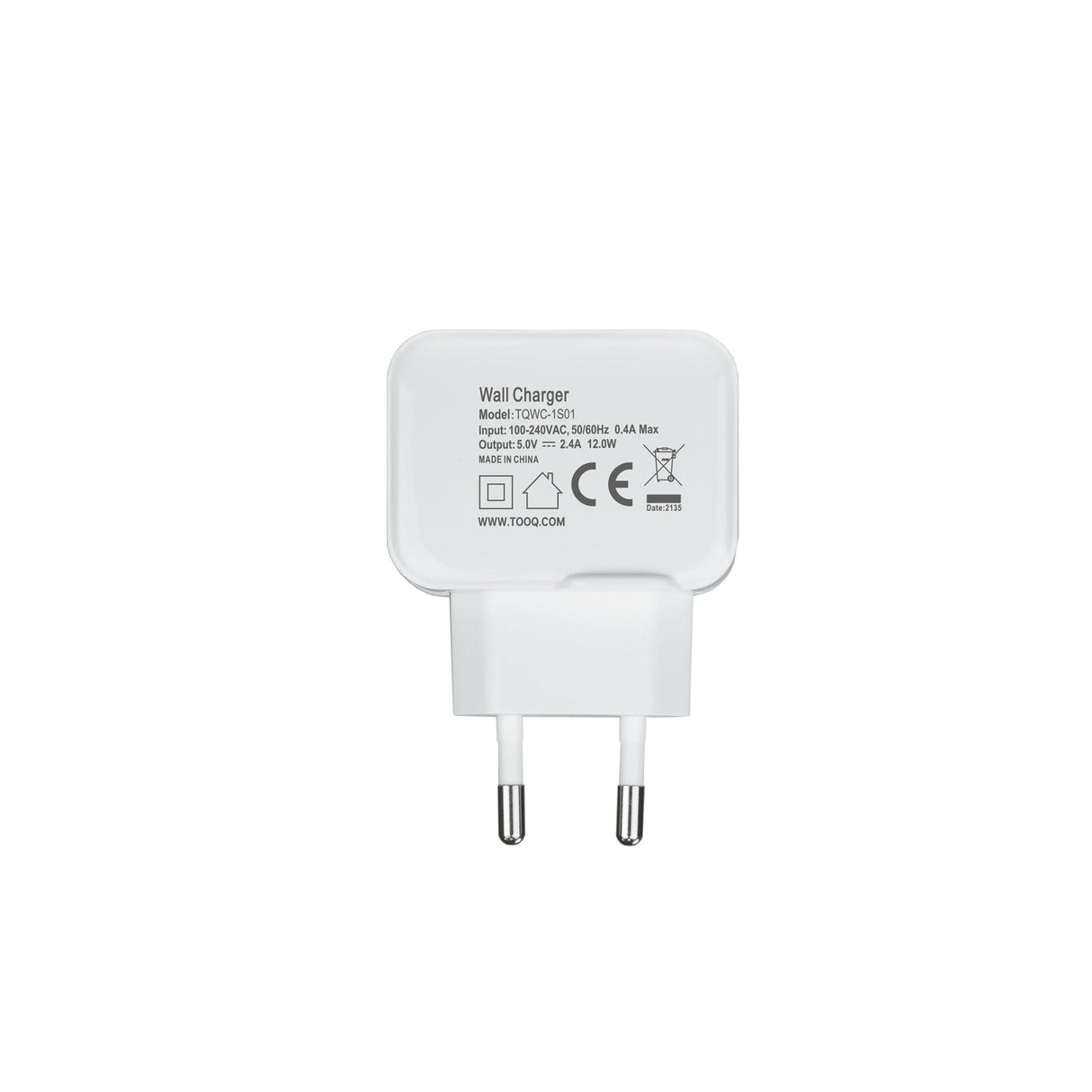 Chargeur secteur TooQ 1 port USB 12W (Blanc)