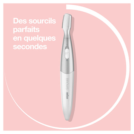 Mini-tondeuse de précision - BRAUN - FG1106 Sourcils- 1 vitesse - Pile - Gris / Blanc