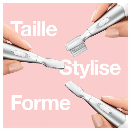 Mini-tondeuse de précision - BRAUN - FG1106 Sourcils- 1 vitesse - Pile - Gris / Blanc