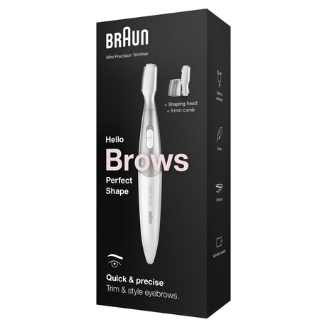 Mini-tondeuse de précision - BRAUN - FG1106 Sourcils- 1 vitesse - Pile - Gris / Blanc