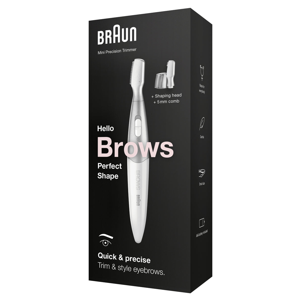 Mini-tondeuse de précision - BRAUN - FG1106 Sourcils- 1 vitesse - Pile - Gris / Blanc