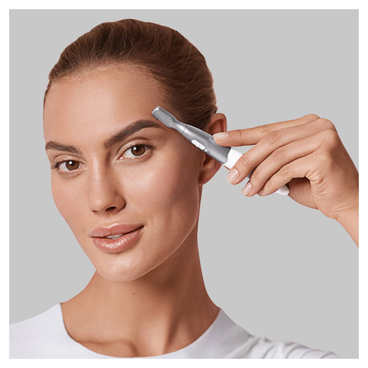 Mini-tondeuse de précision - BRAUN - FG1106 Sourcils- 1 vitesse - Pile - Gris / Blanc
