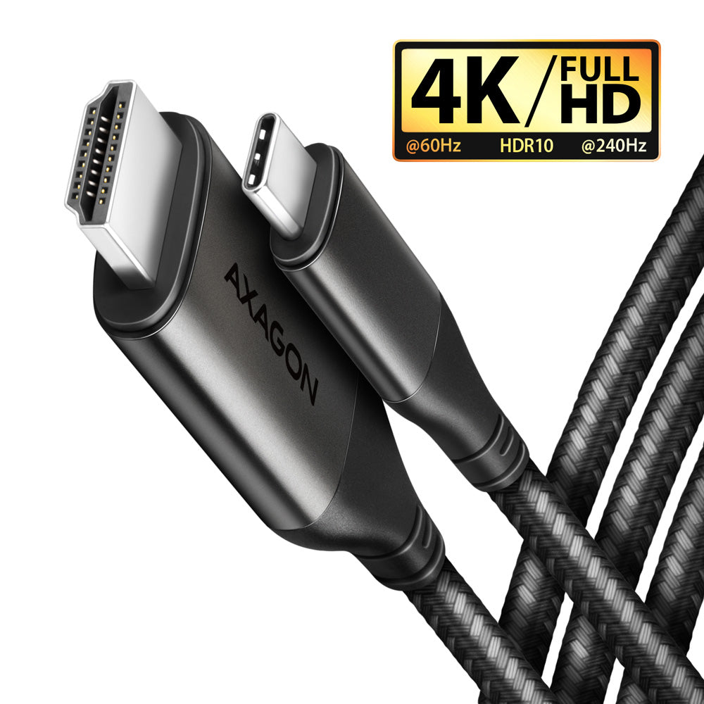 Câble Adaptateur Axagon USB-C vers HDMI 2.0a 1,8m MM (Noir)