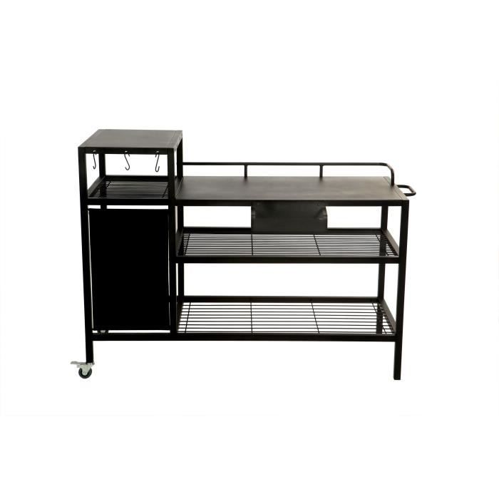 BRASERO Chariot pour Plancha - 128x60x89 cm - Pour plancha jusqu'a 4 feux - Métal - Noir