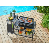 BRASERO Chariot pour Plancha - 128x60x89 cm - Pour plancha jusqu'a 4 feux - Métal - Noir