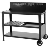 Chariot multifonction - COOKINGBOX - Plateau supérieur : 100 x 50 cm - Poignée - 2 roues arrieres - Acier