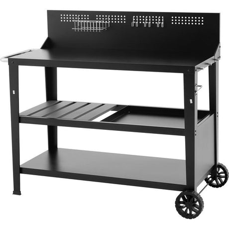 Chariot multifonction - COOKINGBOX - Plateau supérieur : 100 x 50 cm - Poignée - 2 roues arrieres - Acier