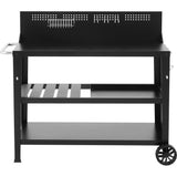 Chariot multifonction - COOKINGBOX - Plateau supérieur : 100 x 50 cm - Poignée - 2 roues arrieres - Acier