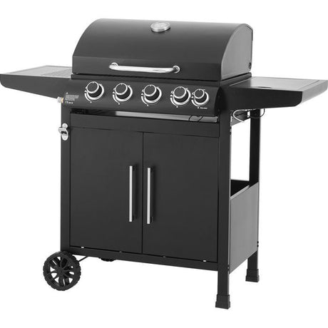 Barbecue a gaz - COOKING BOX - Paarl - 4 brűleurs - Surface de cuisson principal : 60 x 42 cm - Grille de maintien au chaud - Acier