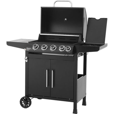 Barbecue a gaz - COOKING BOX - Paarl - 4 brűleurs - Surface de cuisson principal : 60 x 42 cm - Grille de maintien au chaud - Acier