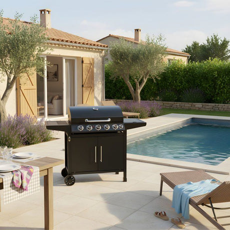 Barbecue a gaz - Cookingbox - Paarl - 5 brűleurs - Surface de cuisson : 70 x 42 cm - Grille de cuisson en acier