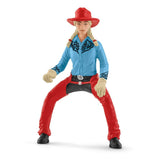 Figurine Cowgirl et Tonneaux de Racing, avec figurine et cheval, Schleich 42576 Farm World