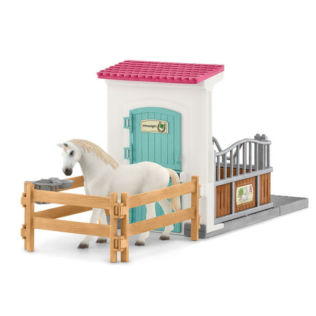 Box avec étalon Pur Sang anglais, Extension pour écurie schleich pour enfant, Schleich 42569 HORSE CLUB, des 5 ans