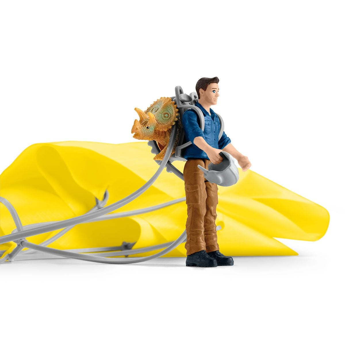 Sauvetage en Parachute, Coffret schleich avec 1 parachute, 1 figurine humaine et 1 dinosaure, Ensemble de Jouets Préhistoriques de
