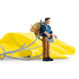 Sauvetage en Parachute, Coffret schleich avec 1 parachute, 1 figurine humaine et 1 dinosaure, Ensemble de Jouets Préhistoriques de