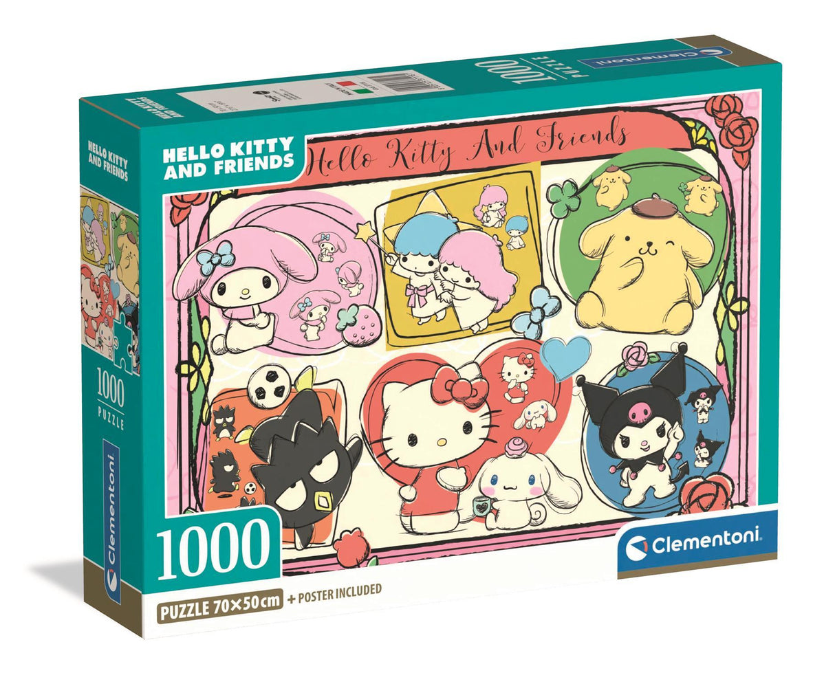 Puzzle 1000 pieces - Clementoni - Hello Kitty et ses Amis - Des 14 ans
