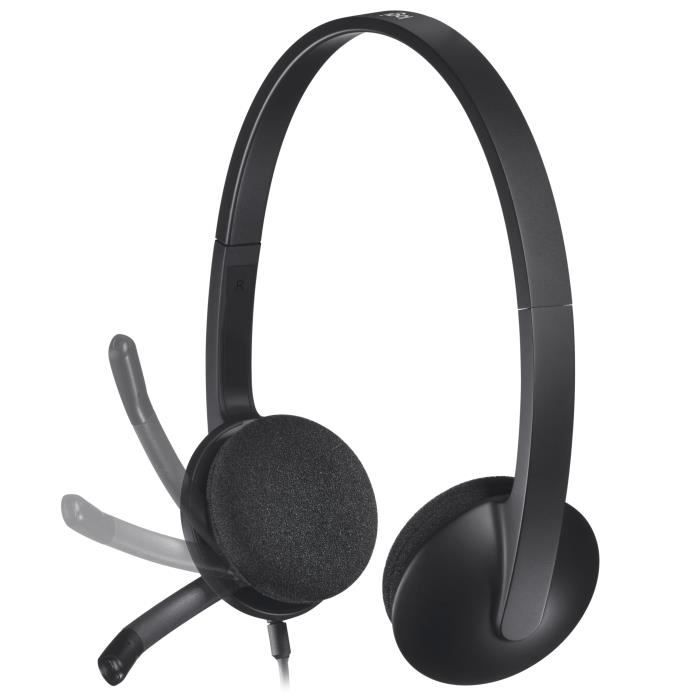 Casque PC Logitech H340 - micro-casque stÈrÈo - filaire USB avec micro rotatif anti-parasites