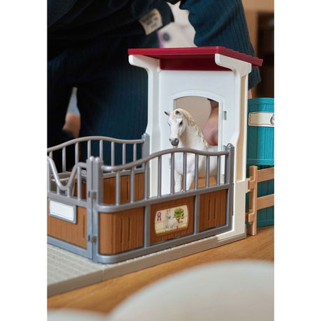 Box avec étalon Pur Sang anglais, Extension pour écurie schleich pour enfant, Schleich 42569 HORSE CLUB, des 5 ans
