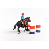 Figurine Cowgirl et Tonneaux de Racing, avec figurine et cheval, Schleich 42576 Farm World