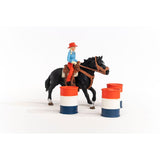 Figurine Cowgirl et Tonneaux de Racing, avec figurine et cheval, Schleich 42576 Farm World
