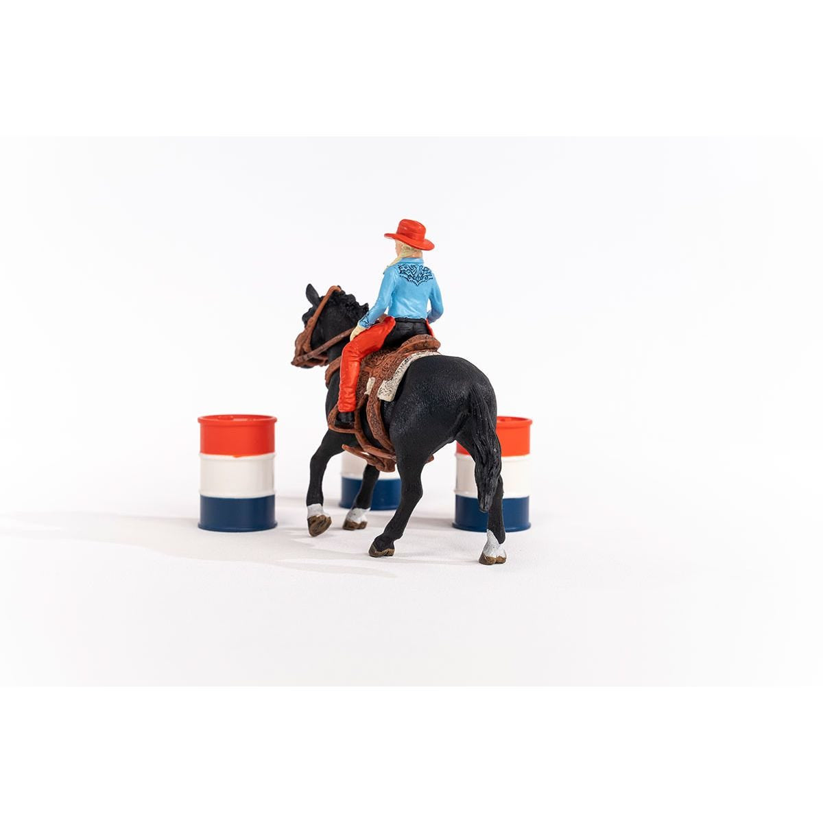 Figurine Cowgirl et Tonneaux de Racing, avec figurine et cheval, Schleich 42576 Farm World