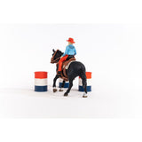 Figurine Cowgirl et Tonneaux de Racing, avec figurine et cheval, Schleich 42576 Farm World