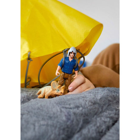 Sauvetage en Parachute, Coffret schleich avec 1 parachute, 1 figurine humaine et 1 dinosaure, Ensemble de Jouets Préhistoriques de
