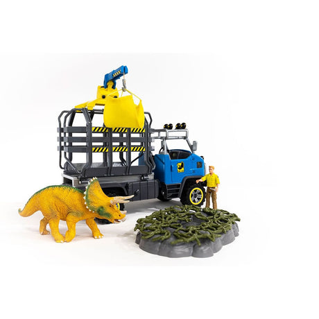 Mission de transport Dino, coffret de 43 pieces avec figurine tricératops et camion de transport, jouets dinosaures pour enfants