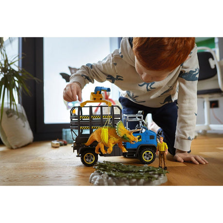 Mission de transport Dino, coffret de 43 pieces avec figurine tricératops et camion de transport, jouets dinosaures pour enfants