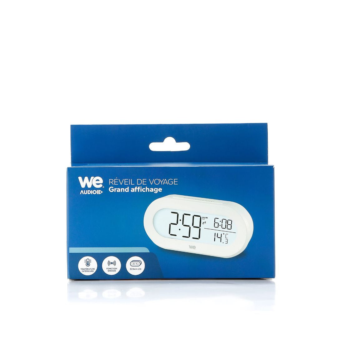 Réveil numérique , écran rétro-éclairé, affichage heure et température, fonction