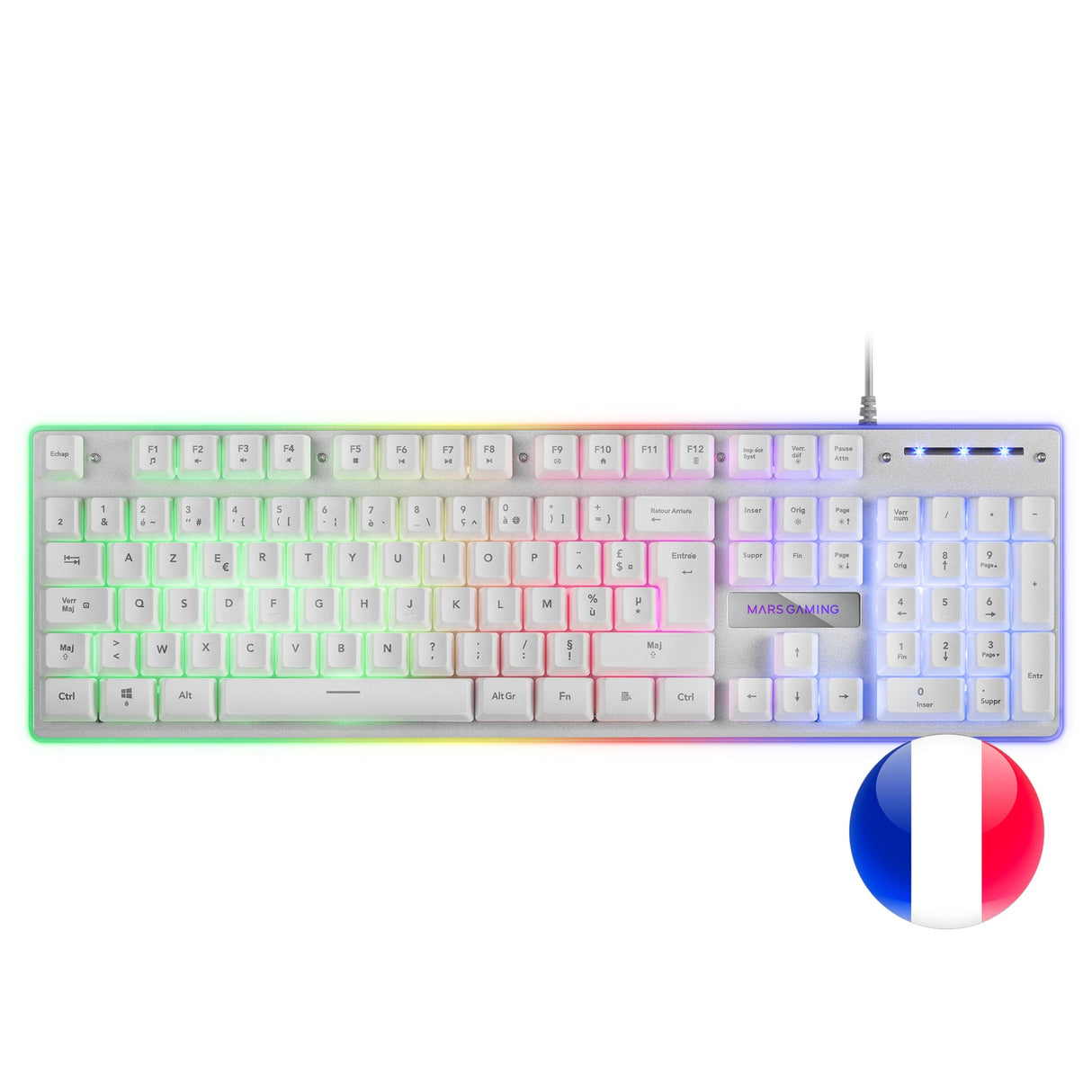 Clavier Gamer Mars Gaming MK220 RGB (Blanc)
