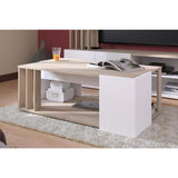 Table basse AUSTRAL - DÈcor blanc et chene du Japon - L 119 x P 43 x H 68 cm - PARISOT